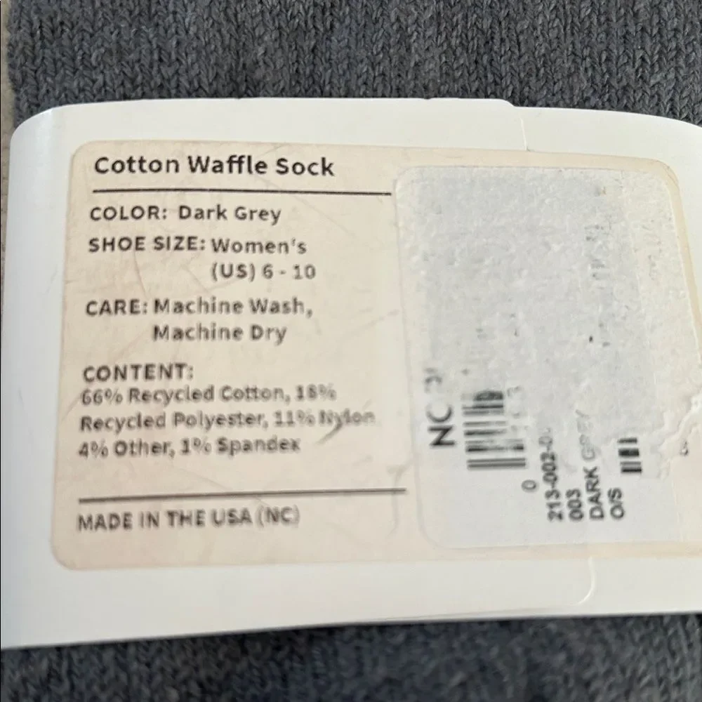 AMERICAN TRENCH BUNDLE OF TWO PAIR of Grey Waffle Crew Socks, size 6-10, NWT
